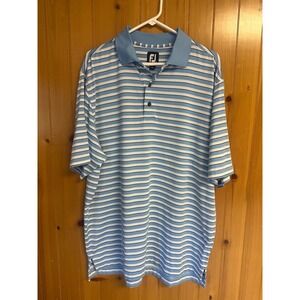 FootJoy Mens ProDry Striped Golf Polo Shirt Blue White Large 009309